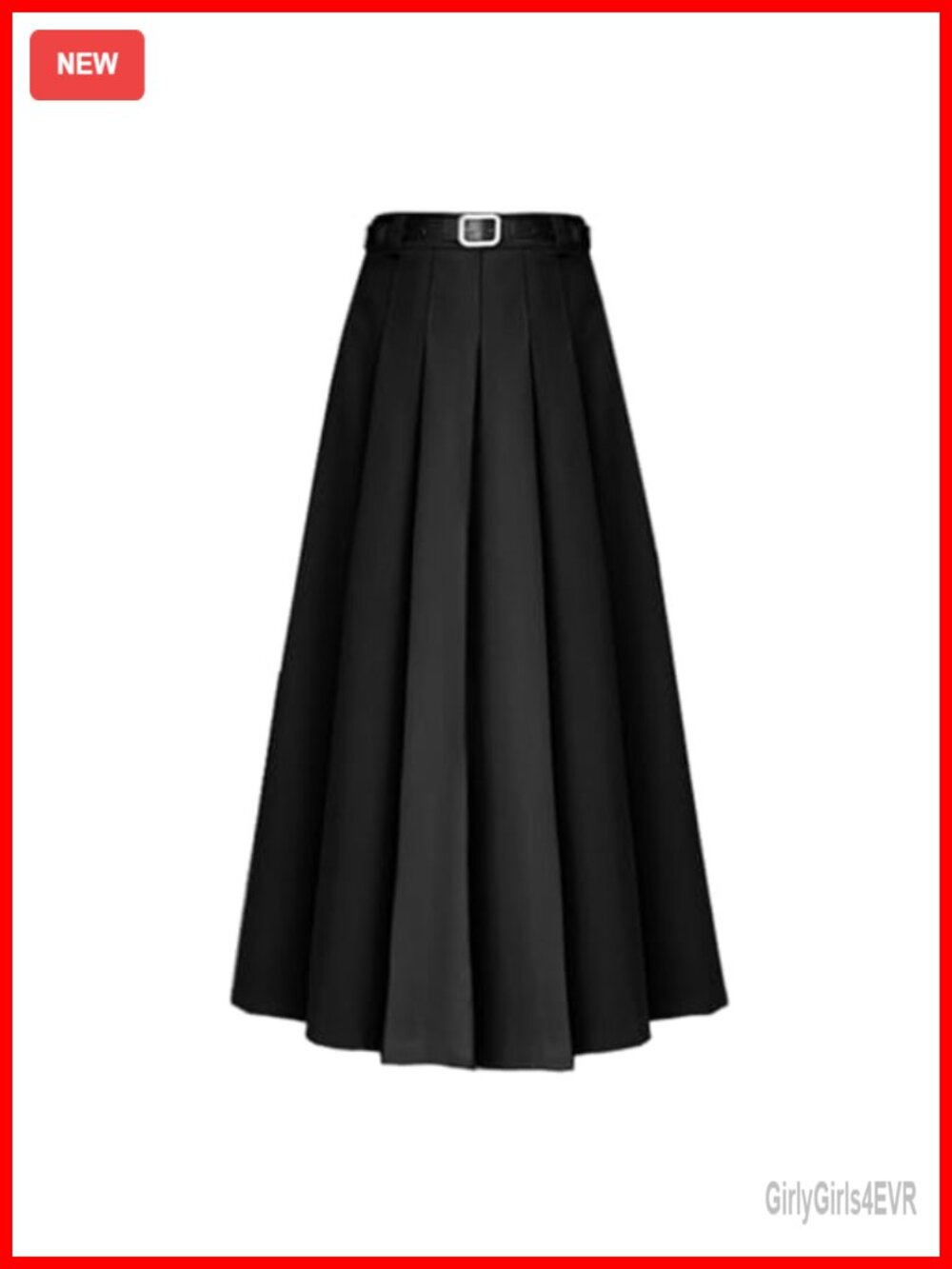 AULKEEP High Waist Pleated A-Line Flowy Maxi Skirt with Belt